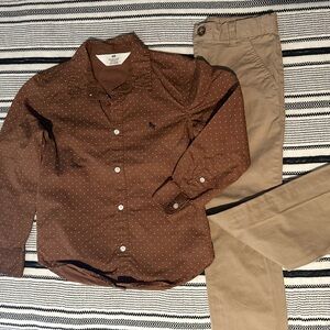 H&M Brown Polka Dot Shirt and Tan Chinos Set
